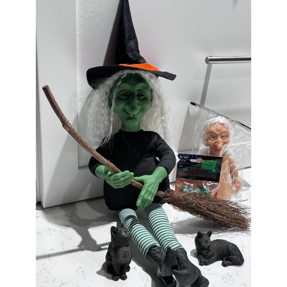 Vintage 1994 Fibre-Craft TILDA Witch Doll 16” No 7600 NIB Halloween Broom Cats
